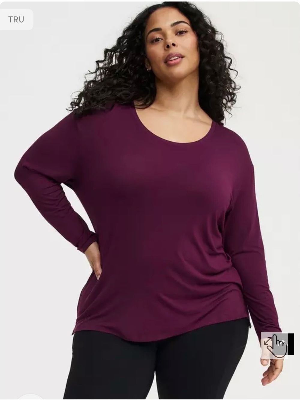 torrid Deep Plum Long-Sleeve Scoop Neck Top